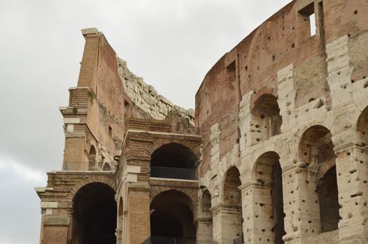 Roman Colosseum in autumn on a cloudy day in Rome, Italy 7 October 2018.
