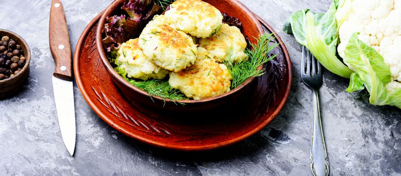 Healthy fried vegetable rissole with cabbage.Vegetarian rissole