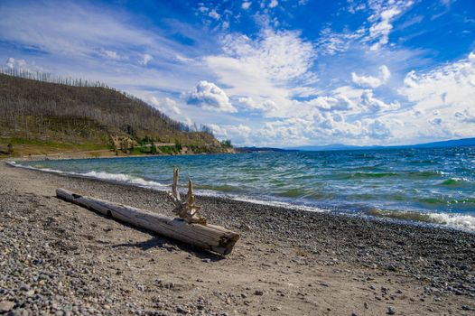 Lake at ''Yellowstone National Park'' is located in the U.S. states of Wyoming, Montana, and Idaho. This park is the first national park established in America.