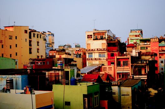 Buildings in Ho Chi Minh City, Vietnam. This city is a capital of Vietnam. 