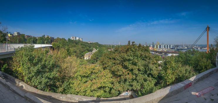 Panoramic view of Teschin bridge in a centre of Odessa city, Ukraine