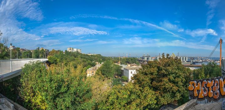 Panoramic view of Teschin bridge in a centre of Odessa city, Ukraine