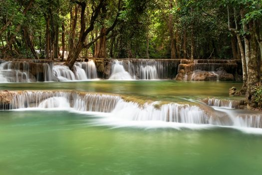 Fresh waterfall in rainforest at National Park, Thailand.