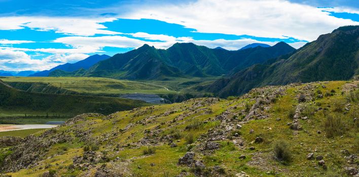 Beauty day in the mountains in Altay