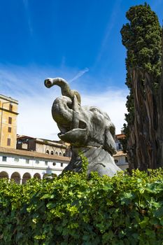 Ancient statue of Elephant in baths of Diocletian (Thermae Diocletiani) in Rome. Italy.