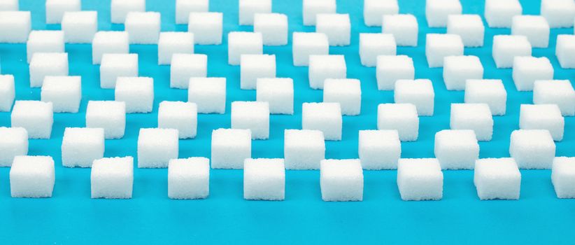 White sweet sugar cubes seamless pattern - Blue background