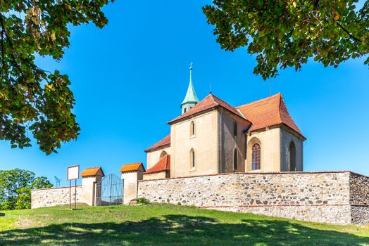 Small rural gothic church of St James in Bedrichuv Svetec near Most, Czech Republic.