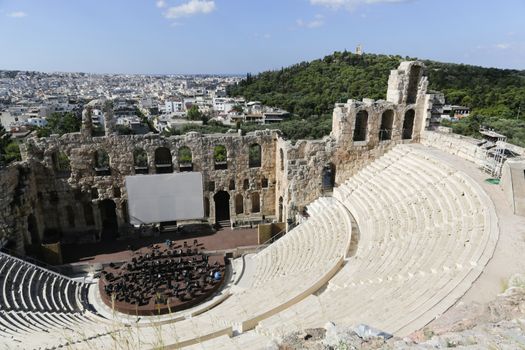 The Odeon of Herodes Atticus at the Acropolis in Athens, Greece