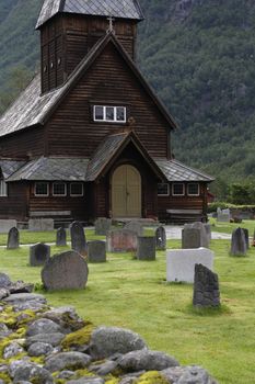 The 13th century old Roldal Stave Church (Roldal stavkyrke)