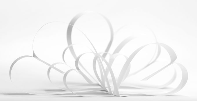 White paper hearts composition, Valentines day concept
