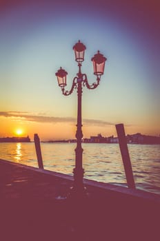 Sunset Over The Water In Venice Italy