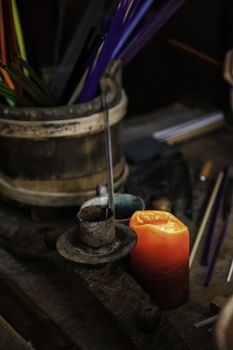 Wax candles in a church, belief and faith, religion