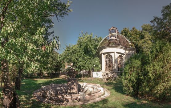 Old abandoned Chkalov sanatorium in Odessa, Ukraine, in a sunny summer day