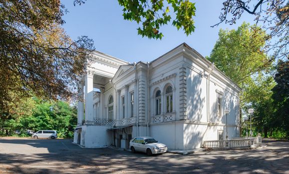 Old abandoned Chkalov sanatorium in Odessa, Ukraine, in a sunny summer day