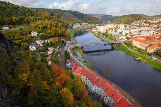 View of the beautiful city of Dìèín in northern Bohemia