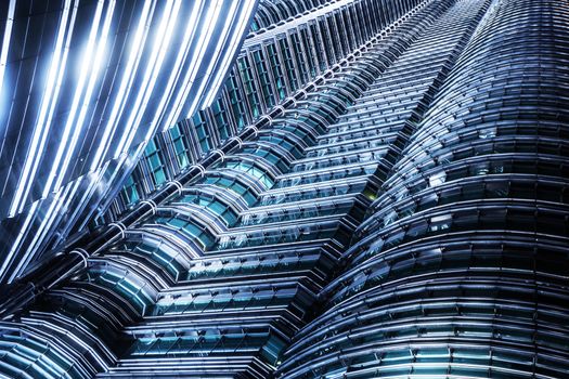 Futuristic skyscraper in Kuala Lumpur , Malaysia , close-up view