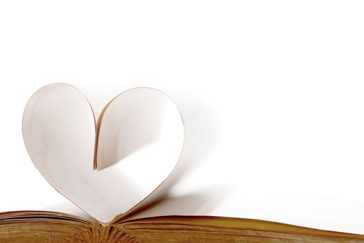 Heart made from book pages, love reading, Valentines day concept