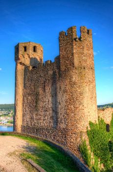 Ehrenfels Castle, Burg Ehrenfels on Rhine river near Ruedesheim and Bingen am Rhein, Hessen, Germany.