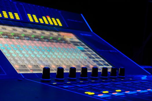 Professinal Audio Mixing Desk/ console Display with vu indicators, aux sends and gain encoders