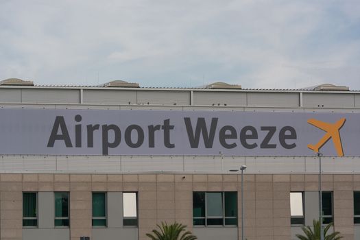 Entrance area of regional airport Weeze photographed from the parking lot