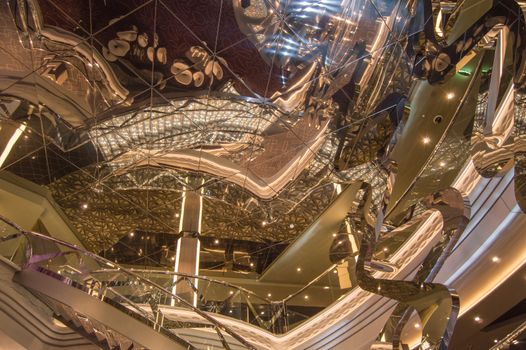 Magnificent interiors of the reception area on the cruise ship MSC Meraviglia, 8 October 2018.