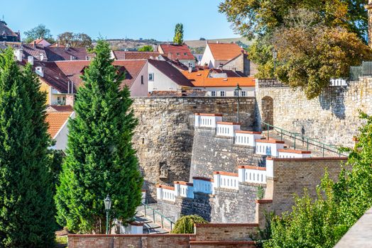 Fortification walls and baileys in historical city centre of Litomerice, Czech Republic.