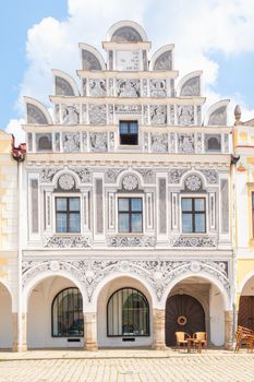Colorful gables of renaissance houses in Telc, Czech Republic.