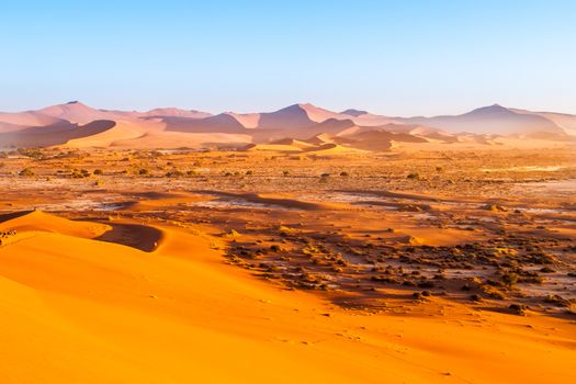 Red dunes of Namib Desert near Sossusvlei, aka Sossus Vlei, Namib-Naukluft National Park, Namibia, Africa.
