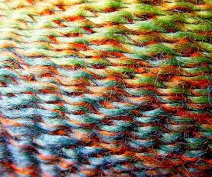 Skein of wool yarn. Macro shooting. Texture of wavy thread. Bright rainbow multicolor threads. Background image. Hobbies leisure crafts