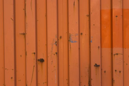 old and bit rusty old metallic sea container in macro close up logistic background