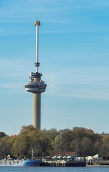 the euromast tower in Rotterdam, Holland, the tower is 185 meters high and has a restaurant and a viewpoint