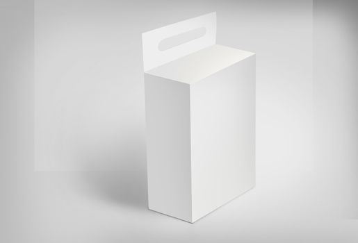 3D White Box on Ground, Mock Up Template Ready For Your Design, Clipping Path Included. 