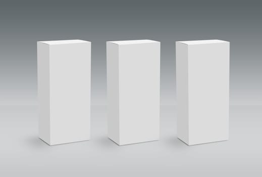 3D White Boxes on Ground, Mock Up Template Ready For Your Design