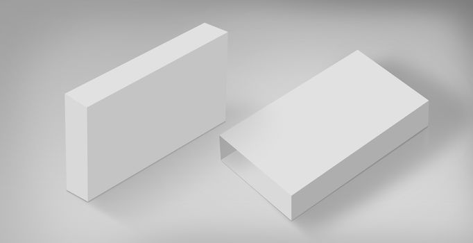 3D White Boxes on Ground, Mock Up Template Ready For Your Design, Clipping Path Included. 