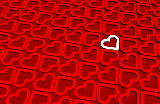 A White 3D Heart Inside 3D Red Hearts Pattern backdrop