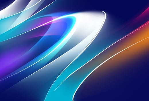 Glowing colorful curves on bluish purple background