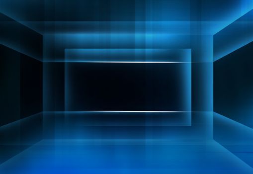 Abstract empty 3d Futuristic studio space blue theme background.