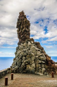 Stony rock with clouds in Tenerife on Canary Islands.