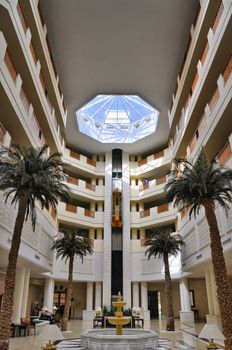 Reception of 5 star exepnsive luxury hotel in Hammamet, Tunisia, Mediterranean Sea, HDR