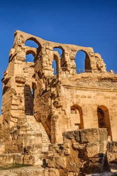 Ruins of the largest coliseum in North Africa. El Jem,Tunisia, UNESCO.