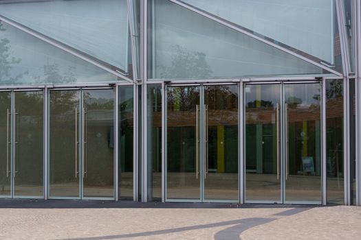 Environment, glass facade and entrance area of the Federal Environmental Agency in Dessau