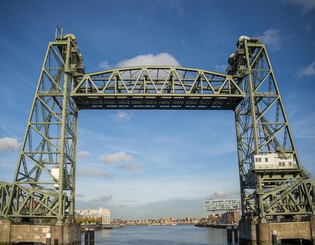 Monumental Koningshaven Railway Bridge (de Hef) in Rotterdam