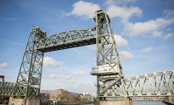 Monumental Koningshaven Railway Bridge (de Hef) in Rotterdam