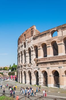 Exterior view of the Colosseum in Rome, Italy