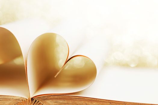 Heart made from book pages, love reading, Valentines day concept