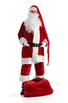 Santa Claus in red costume isolated on white background