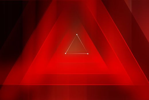 Abstract red theme background, multiple 3d triangles with depth background. 