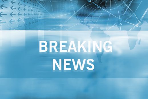 Graphical Breaking News Background with news text, Blue Theme Background with White Breaking News Text.