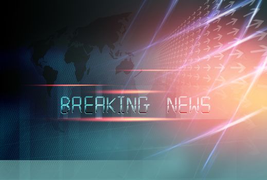 Graphical Breaking News Background with directions and world map. 