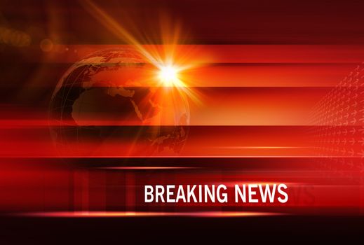 Graphical Breaking News Background with news text, Red Theme Background with White Breaking News text.